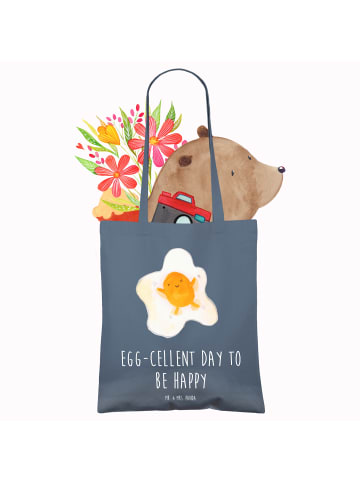 Mr. & Mrs. Panda Schultertasche Spiegelei Ei mit Spruch in Indigo Blue