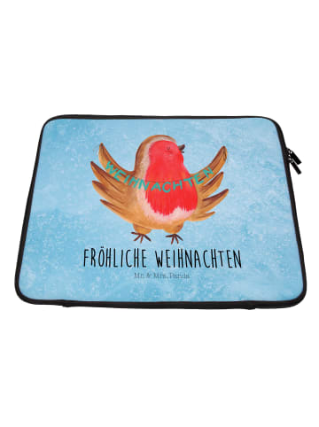 Mr. & Mrs. Panda Laptop Hülle Rotkehlchen Weihnachten ohne Spruch in Eisblau