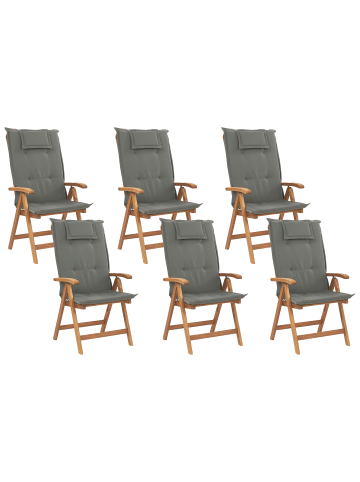 Beliani 6er-Set Gartenstuhl JAVA in Braun/Grau