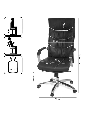 KADIMA DESIGN Bürostuhl Echt-Leder schwarz Schreibtischstuhl