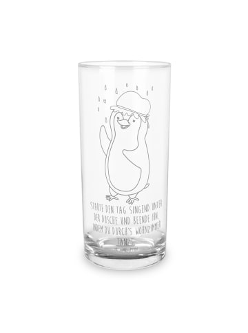 Mr. & Mrs. Panda Glas Pinguin Duschen mit Spruch in Transparent