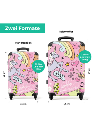 NoBoringSuitCases Suitcase, Handgepäck, Koffer, Trolley, Reisekoffer Rosa mit Skateboard-,