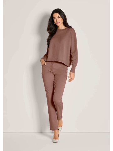 MADELEINE Kaschmir Pullover mit Rundhalsausschnitt in tabakbraun