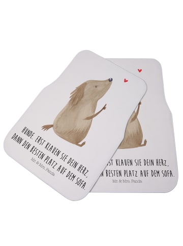 Mr. & Mrs. Panda Auto Fußmatte Hund Liebe mit Spruch in Weiß