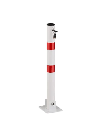 relaxdays 2 x Absperrpfosten in Weiß/ Rot - (B)15 x (H)65 x (T)13 cm