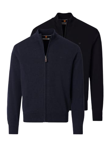 Redmond Strickjacke Basic in Dunkelblau / schwarz