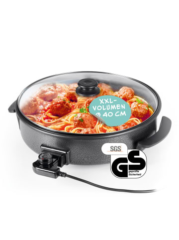 Gourmet Maxx Party-Pfanne elektrisch 1500W schwarz mit Deckel Schwarz