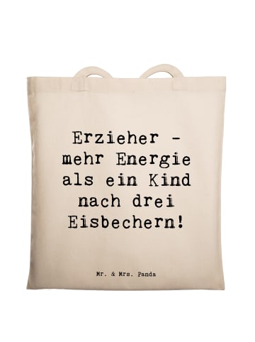 Mr. & Mrs. Panda Schultertasche Spruch Erzieher Energie mit Spruch in Creme