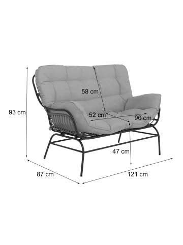 MCW 2er-Gartensofa P75, Hellgrau, Polster beige