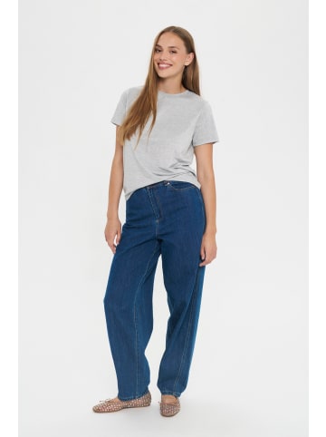 SAINT TROPEZ T-Shirt kurzarm HagaSZ Gerade Passform in Pearl Grey Mel