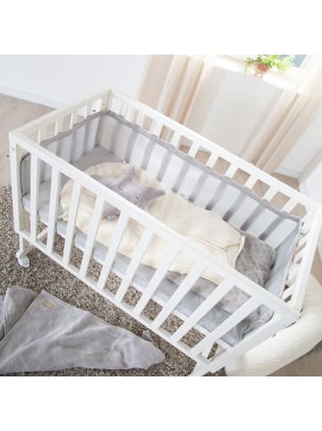 roba Stuben- & Beistellbett 3in1 weiß + Matratze, Mesh-Nestchen & Barriere