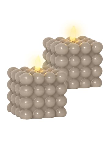 STAR Trading LED Bubble Kerze Dot, Echtwachs, braun, 2er Set in Braun