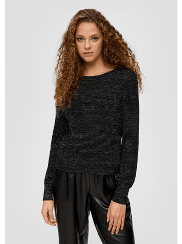 QS Strickpullover langarm in Schwarz-silber