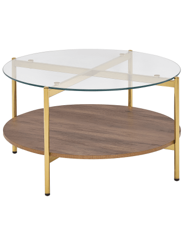 Beliani Couchtisch LOVELL in Gold/Braun - (W) 80 x (H) 45 x (L) 80 cm