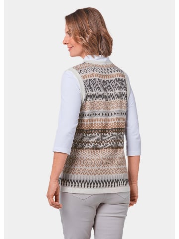 GOLDNER Herbstweste im Norweger-Look in grau / camel / gemustert