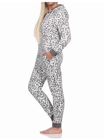 NORMANN Schlafanzug Eteiler Jumpsuit Overall Coralfleece Animal Look - 76716 in braun