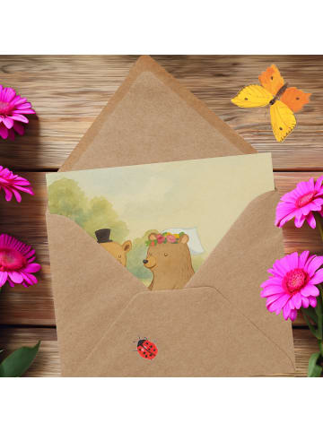 Mr. & Mrs. Panda Einladungskarte Bären Heirat Design mit Spruch in Weiß