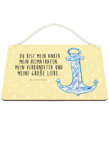 Mr. & Mrs. Panda Wandtafel Anker Blau mit Spruch in Gelb Pastell