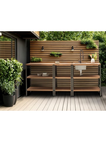 Beliani Gartenküche IVREA in Braun/Grau - (W) 80 x (H) 92 x (L) 50 cm
