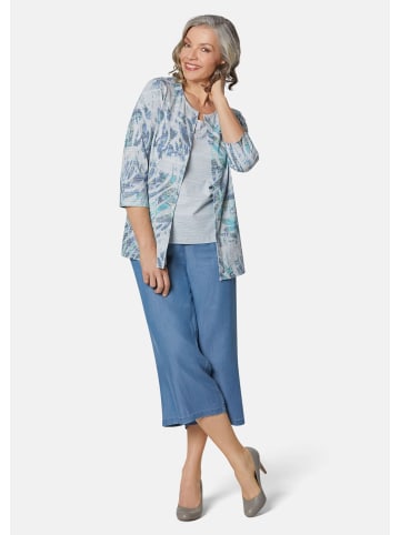 GOLDNER Set aus Shirtjacke und Top in bleu / natur / gemustert