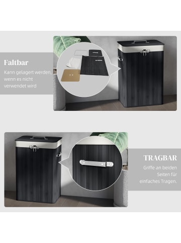 HOMCOM Wäschekorb-L40 x B30 x H60 cm-Schwarz