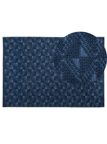 Beliani Kurzflor SAVRAN in Blau - (W) 140 x (H) 1.5 x (L) 200 cm