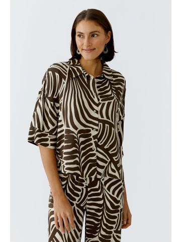 Oui Bluse in dk brown offwhite