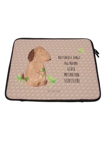 Mr. & Mrs. Panda Laptophülle Hund Kleeblatt mit Spruch in Hundeglück