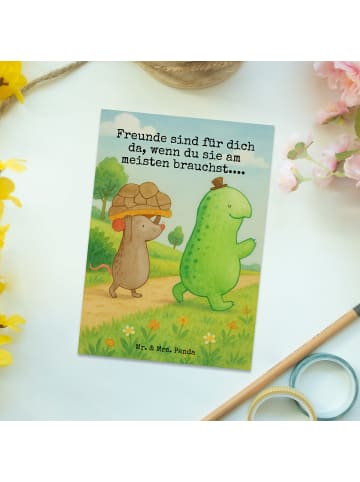 Mr. & Mrs. Panda Postkarte Schildkröte Maus Design mit Spruch in Weiß