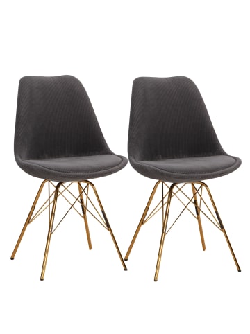 KADIMA DESIGN Esszimmerstuhl 2er Set Cara-Stoff Küchenstuhl mit goldenen in Anthrazit