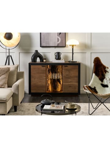 Beliani Sideboard MARANA in Schwarz/Braun - (W) 120 x (H) 75 x (L) 42 cm