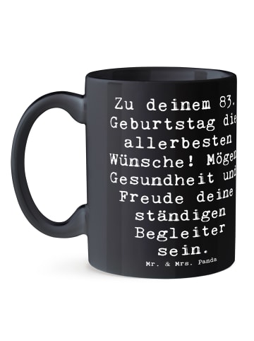 Mr. & Mrs. Panda Geschenktasse Spruch 83. Geburtstag Glückwünsch... in Schwarz