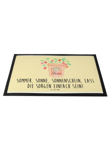 Mr. & Mrs. Panda Eingangsmatte Sommerfreude mit Spruch in Gelb Pastell