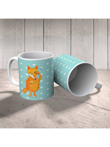 Mr. & Mrs. Panda Kaffeetasse Fuchs Lord ohne Spruch in Türkis Pastell