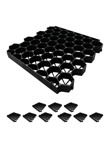 relaxdays 10 x Rasengitter in Schwarz - (B)50 x (H)4 x (T)50 cm