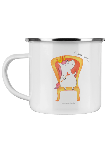 Mr. & Mrs. Panda Camping Emaille Tasse Einhorn Prinzessin ohne S... in Weiß