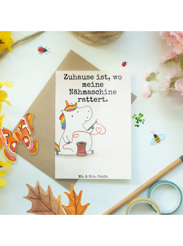 Mr. & Mrs. Panda babykarte Einhorn Näherin Design mit Spruch in Weiß