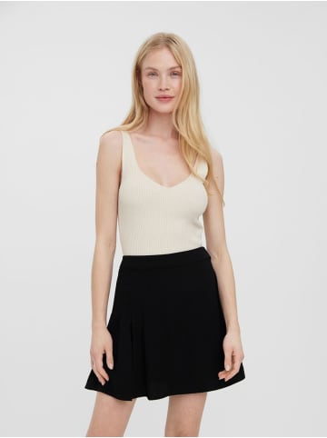 Vero Moda Einfarbig Geripptes Struktur Top mit V-Ausschnitt VMGLORY in Beige