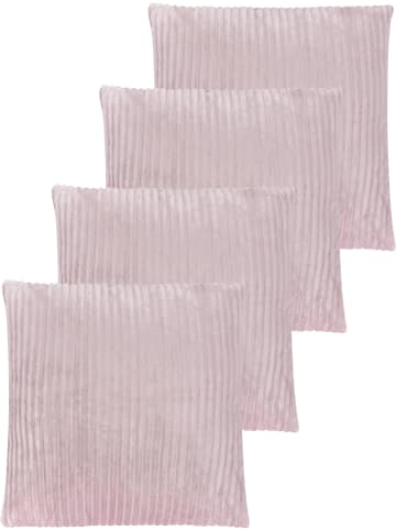 Aspero 4er Set Kissenbezüge aus Streifen-Flanell 45x45 cm Zarate in Rosa