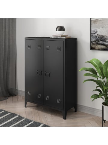 en.casa Metallschrank Oripää in Schwarz (H)110cm (B)75cm (T)33cm