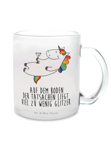 Mr. & Mrs. Panda Teetasse Einhorn Blümchentail mit Spruch in Transparent