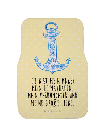 Mr. & Mrs. Panda Fußmatte Auto Anker Blau mit Spruch in Gelb Pastell