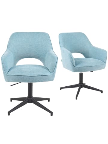 DUBI Möbel 2er-Set: Bürostuhl Mika-Bryn in Hellblau - (B)60 x (H)84 x  (T)65 cm