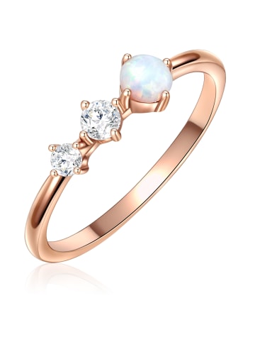 Glanzstücke München Ring Sterling Silber roségold Zirkonia weiß Opal (synth.) weiß in roségold