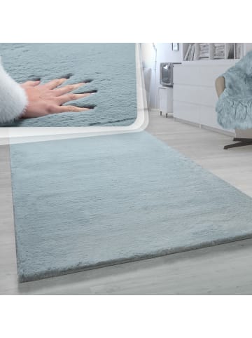 KADIMA DESIGN Hochflor Teppich Unifarben schmutzabweisend in Türkis