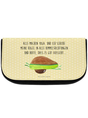 Mr. & Mrs. Panda Kosmetiktasche Avocado Yoga mit Spruch in Gelb Pastell