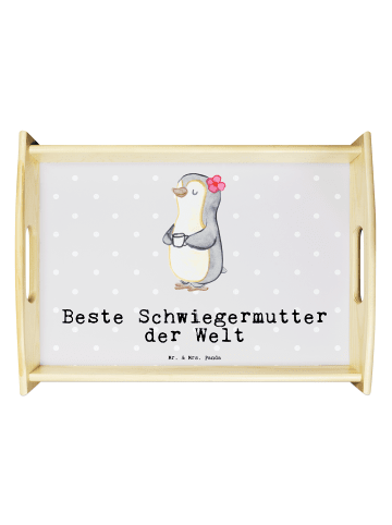 Mr. & Mrs. Panda Servier Tablett Pinguin Beste Schwiegermutter d... in Grau Pastell