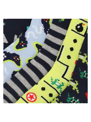 Yuhu Jungen Socken 5er Pack Gaming Design Kindersocken in Schwarz
