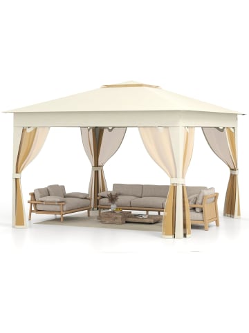 COSTWAY 3,3m Pavillon mit 4 Moskitonetz in Beige