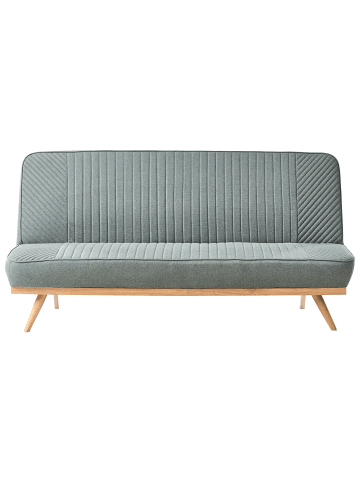 Beliani Schlafsofa KALFAFEL in Grün/Heller Holzfarbton - (W) 191 x (H) 84 x (L) 73 cm